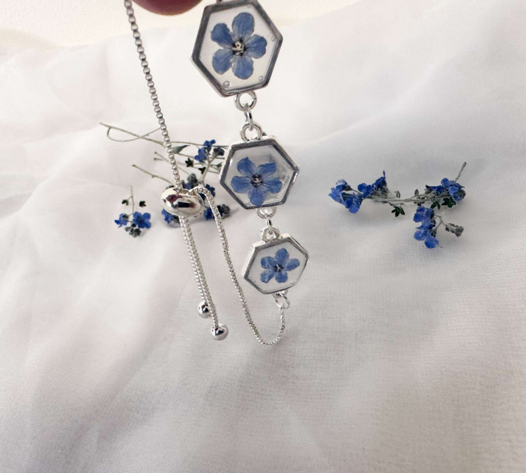 Forget-Me-Not Blossom Bracelet - Real Flower Handmade Resin Jewelry