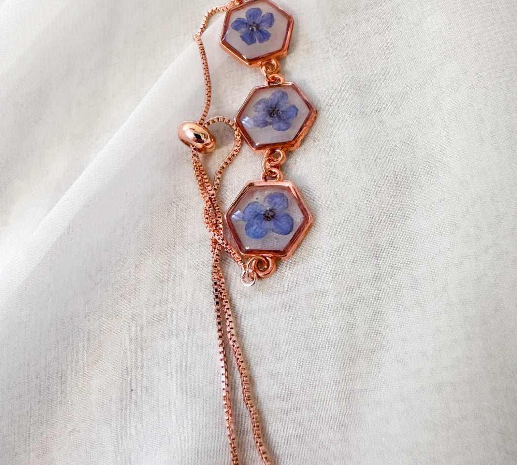 Forget-Me-Not Blossom Bracelet - Real Flower Handmade Resin Jewelry