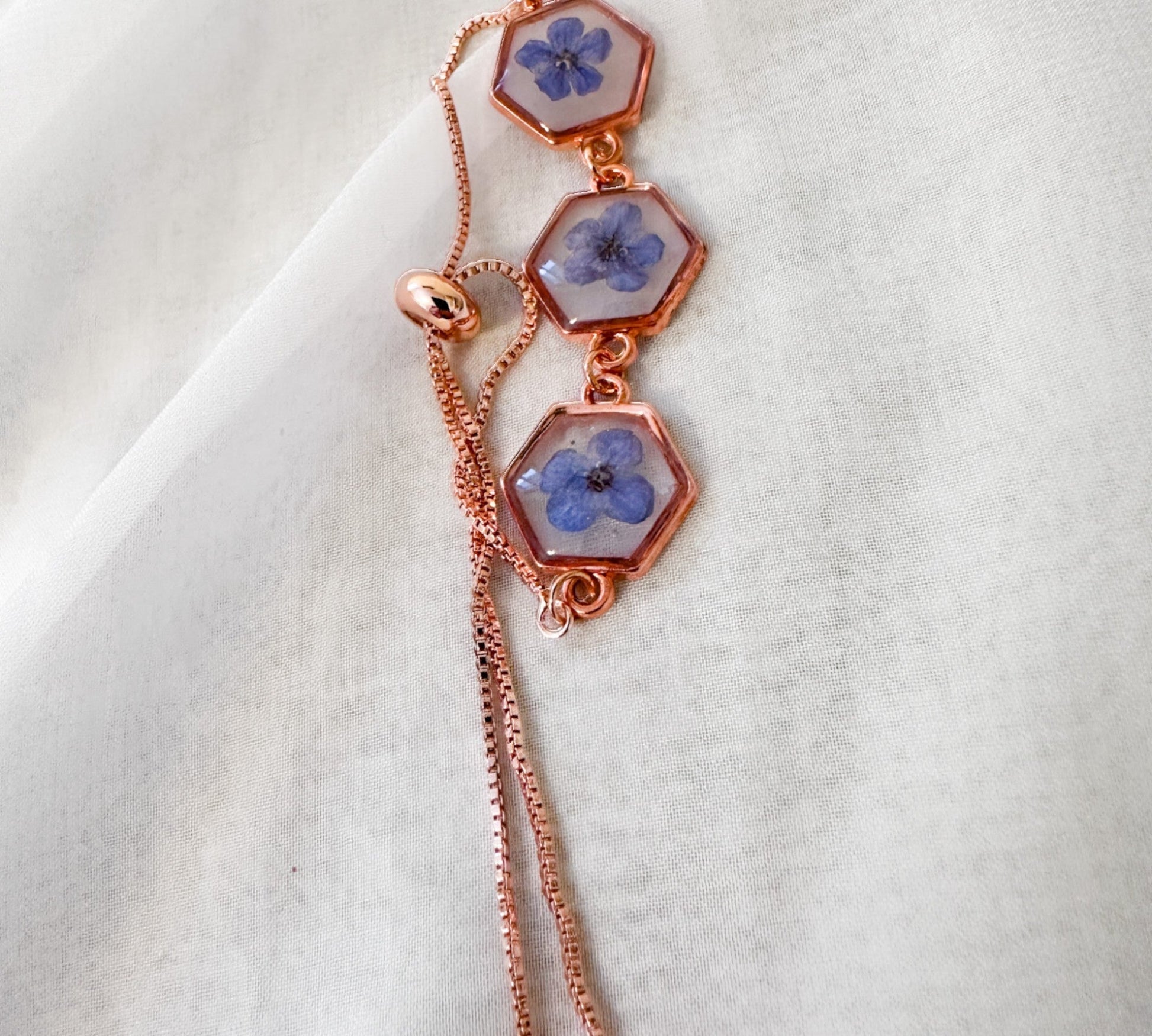 Forget-Me-Not Blossom Bracelet - Real Flower Handmade Resin Jewelry