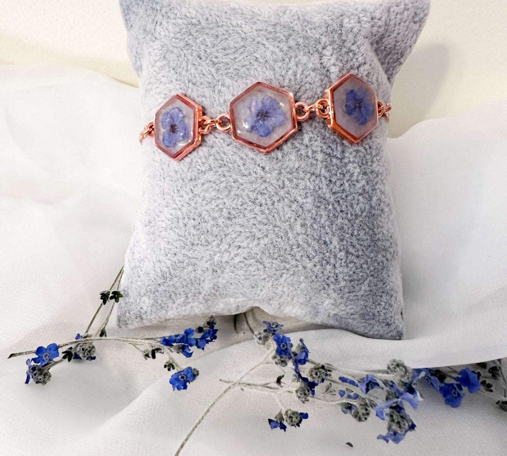 Forget-Me-Not Blossom Bracelet - Real Flower Handmade Resin Jewelry