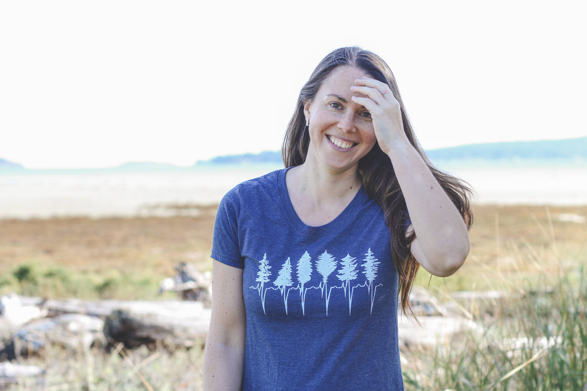 TREELINE - T-shirt écoresponsable pour femme - Marine chiné