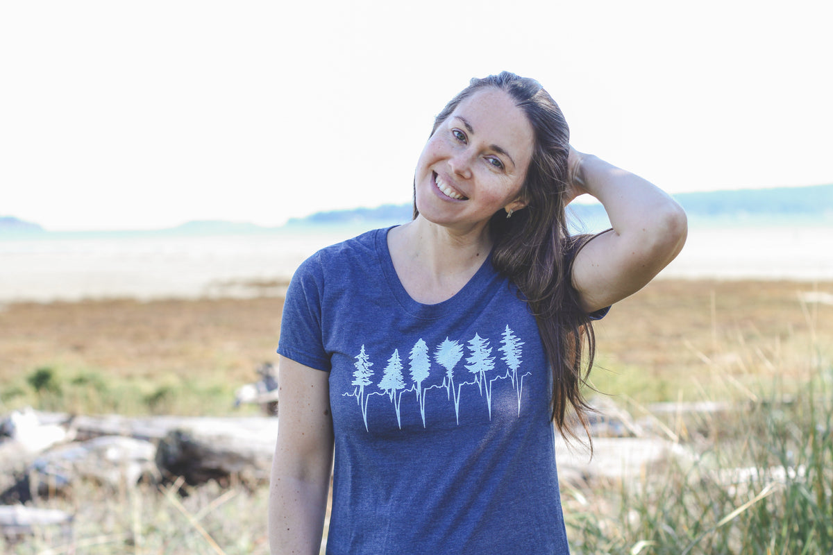 TREELINE - T-shirt écoresponsable pour femme - Marine chiné