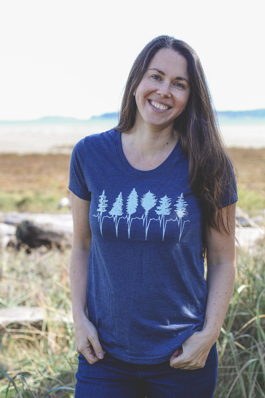 TREELINE - T-shirt écoresponsable pour femme - Marine chiné