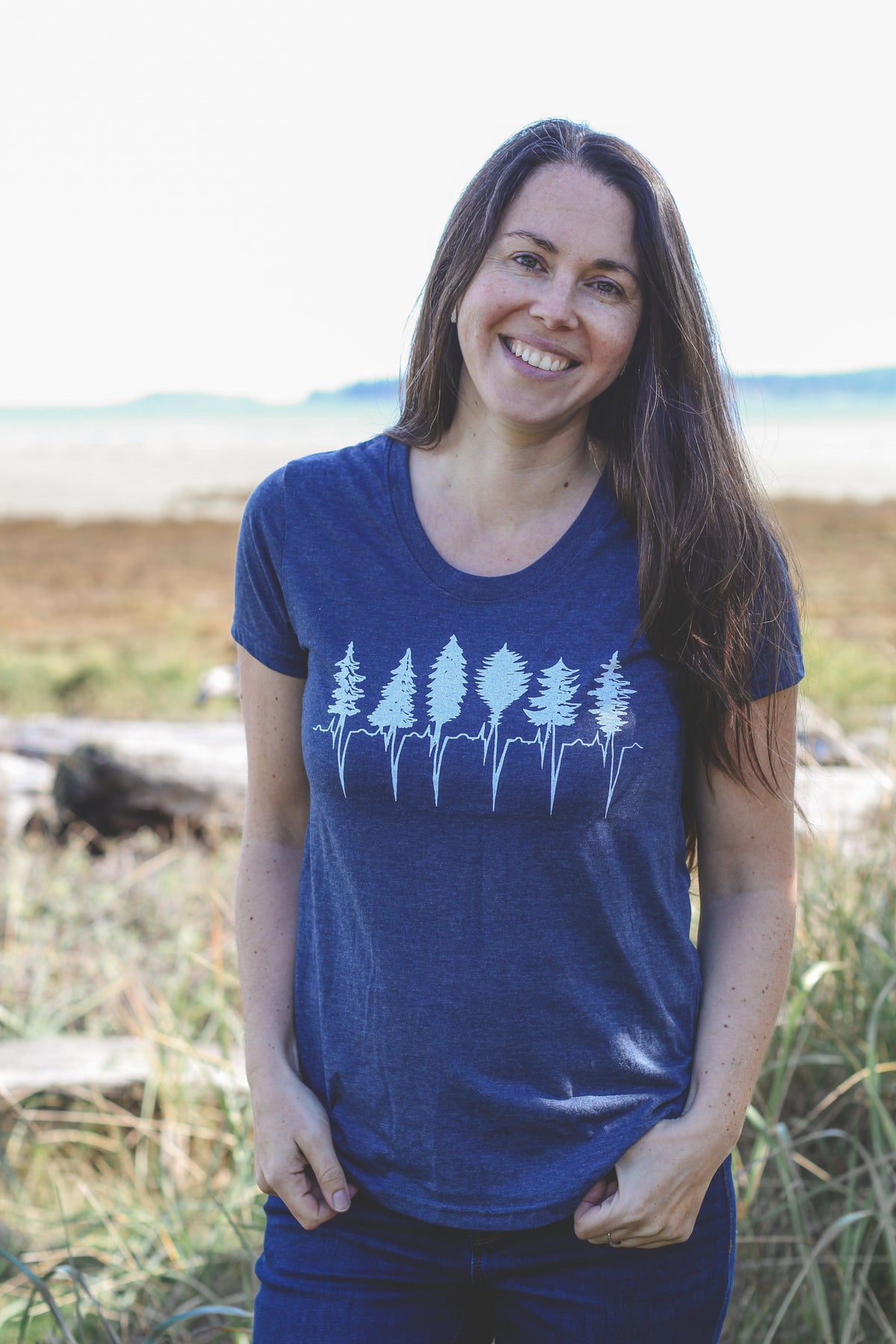 TREELINE - T-shirt écoresponsable pour femme - Marine chiné