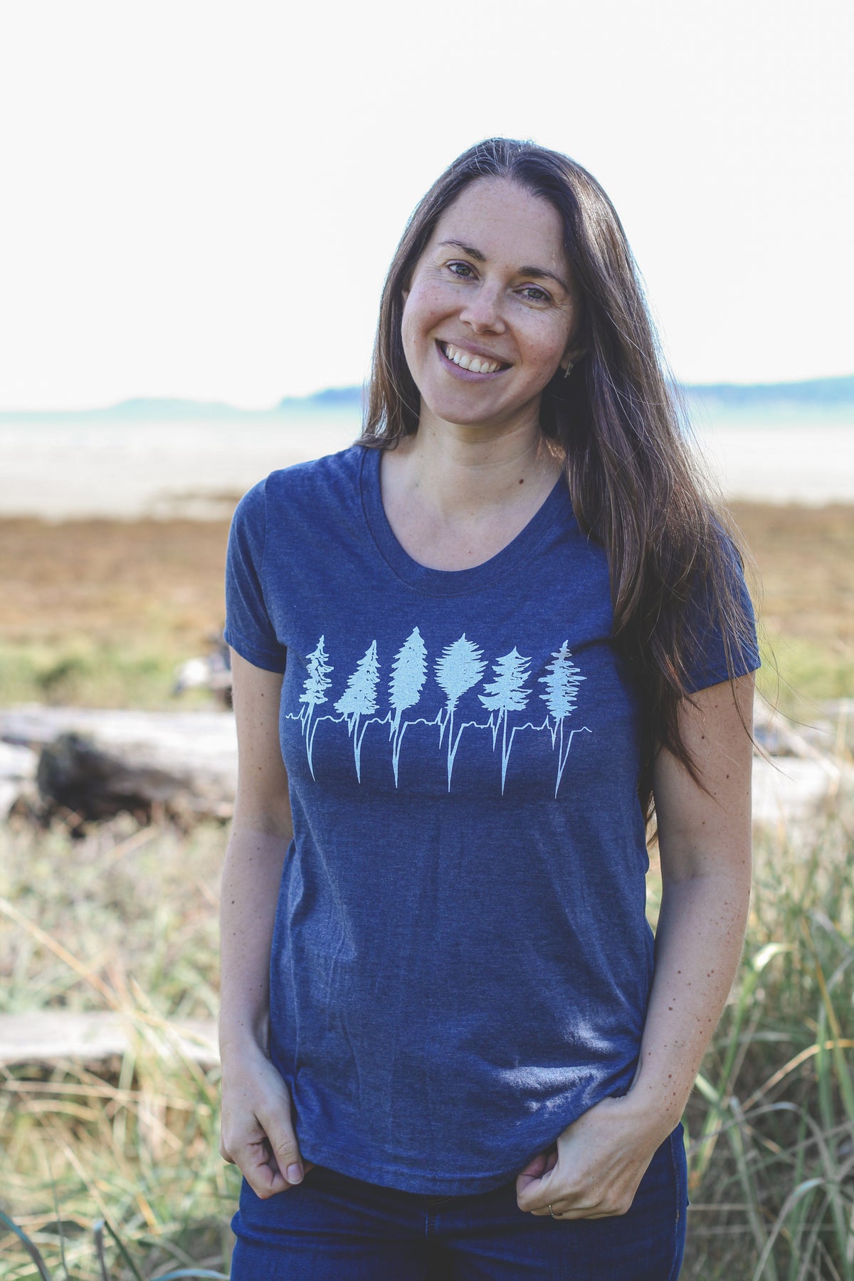 TREELINE - T-shirt écoresponsable pour femme - Marine chiné