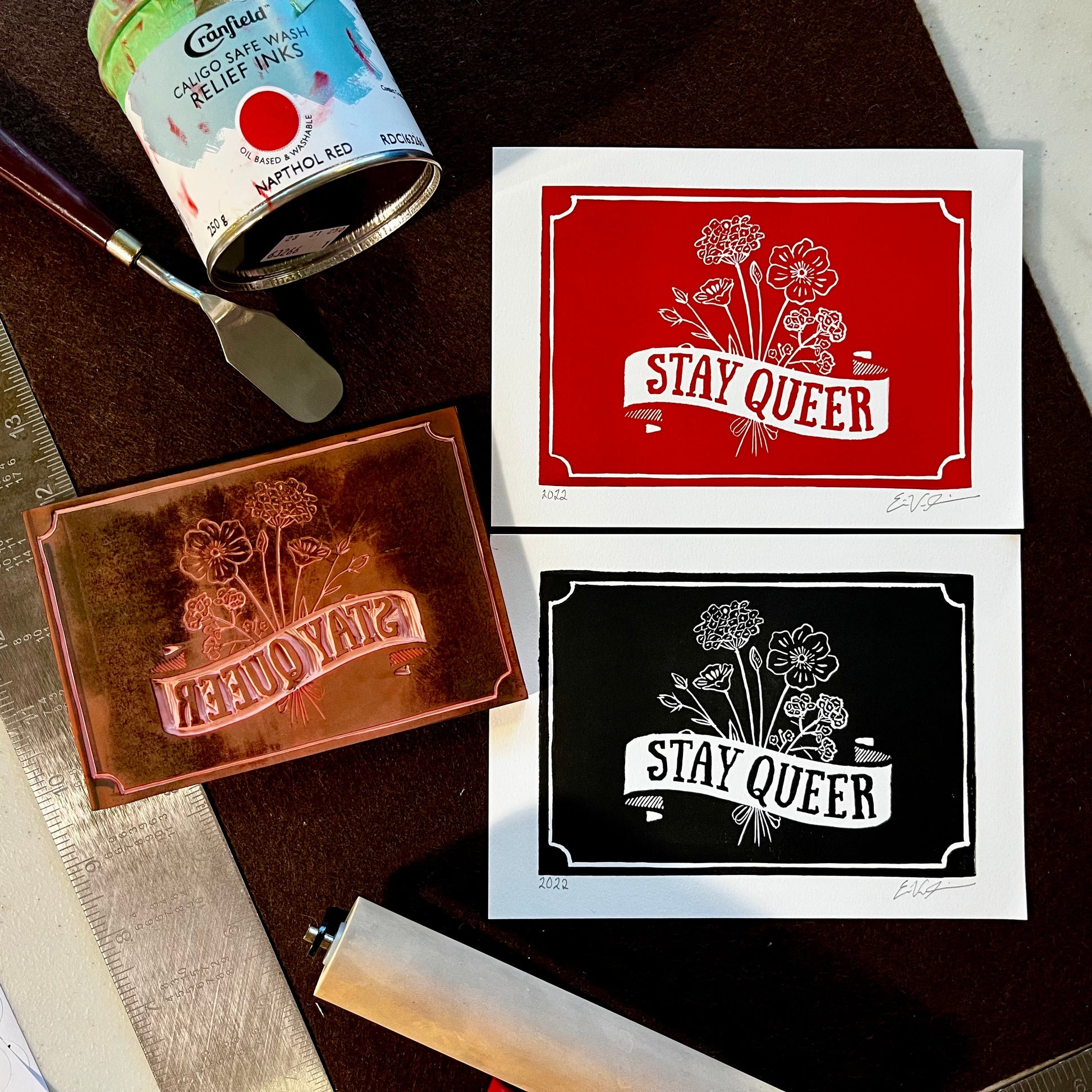 Stay Queer LINOCUT PRINT