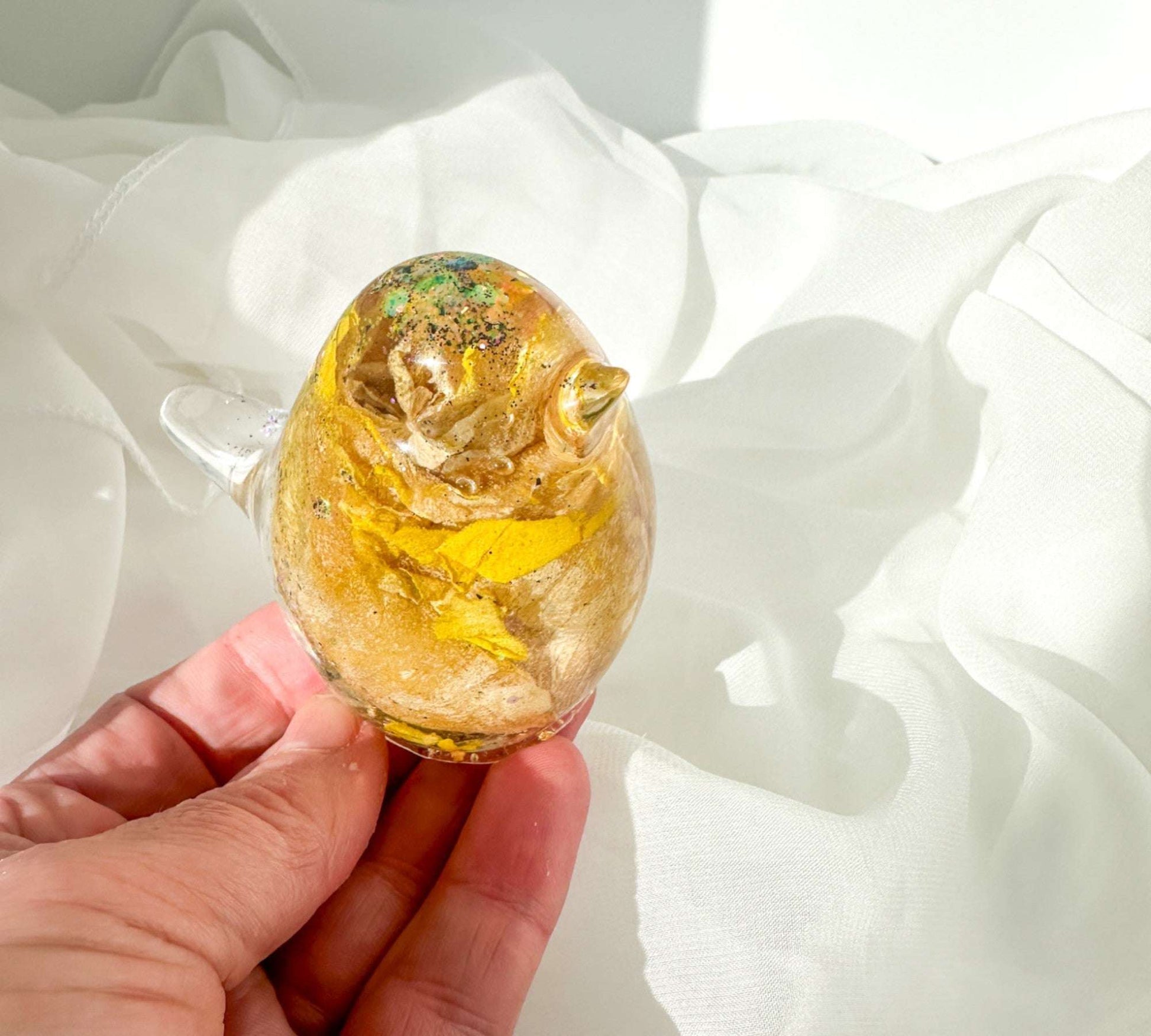 Oiseau en résine Rose dorée – Décoration d'oiseau inspirée de la nature faite à la main