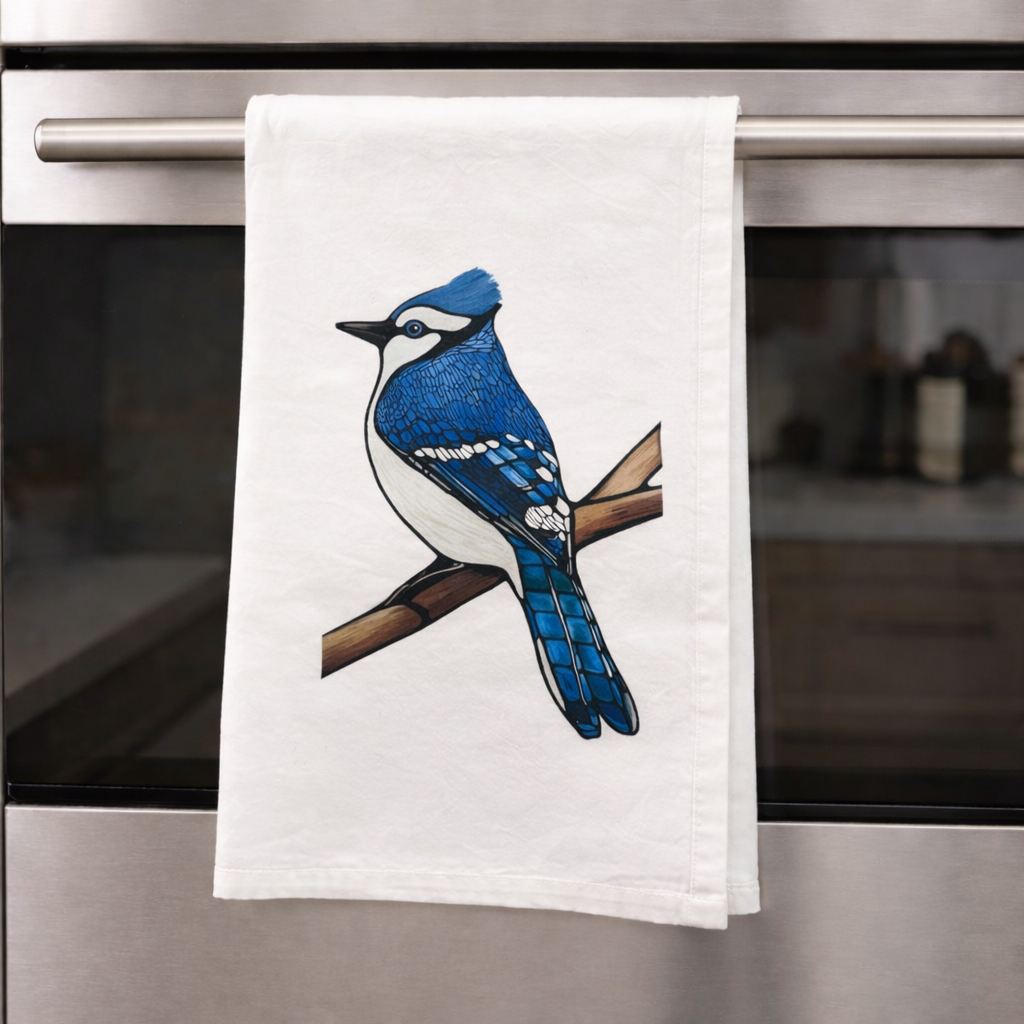 Torchon en toile de jute - 100 % coton biologique - Bleu Geai