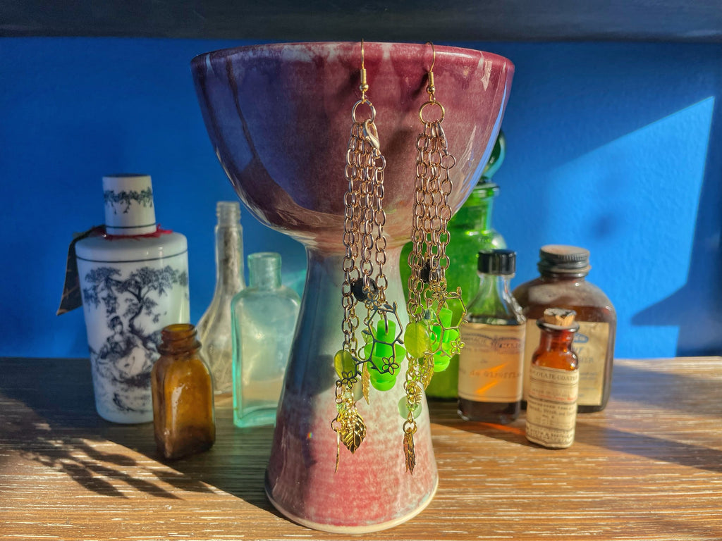 Boucles d'oreilles mode apaisantes sensorielles à base de molécules de sérotonine à feuilles vertes d'aromathérapie