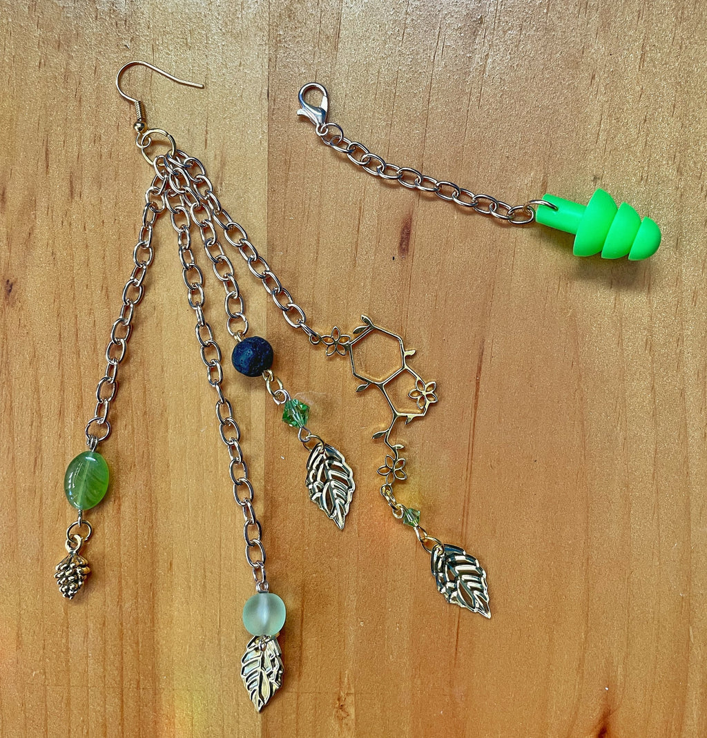 Boucles d'oreilles mode apaisantes sensorielles à base de molécules de sérotonine à feuilles vertes d'aromathérapie