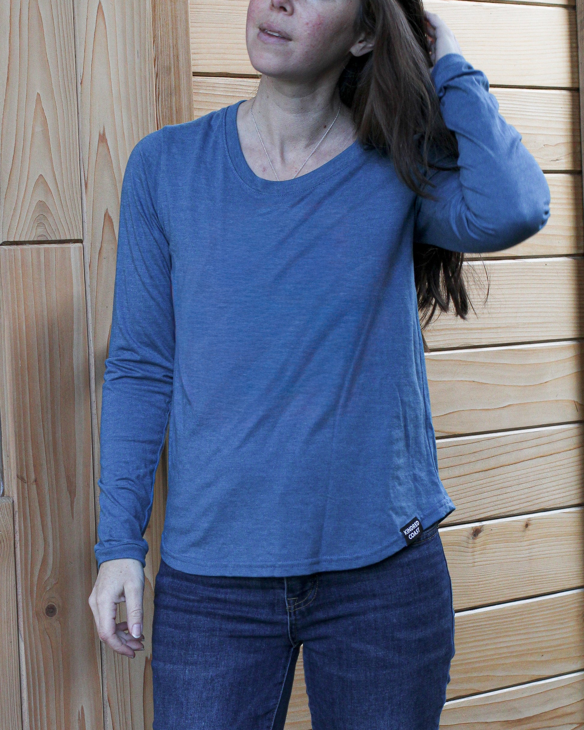 Women's Eco Long Sleeve Tee - Blank Apparel - Heather Teal