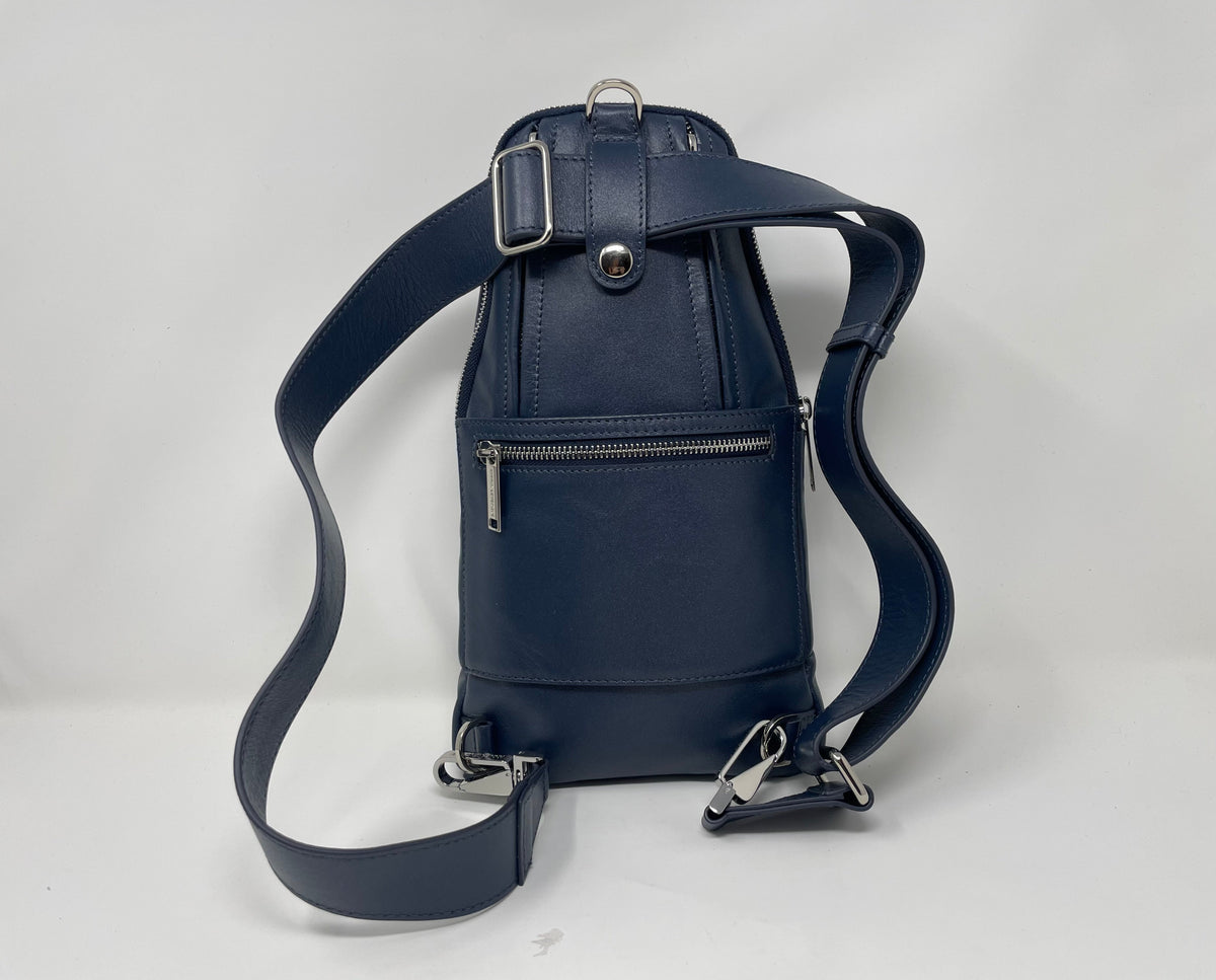Unisex 3-in-1 Shoulder Bag with RFID Card Section, Navy Blue | Gabriel - PREORDER