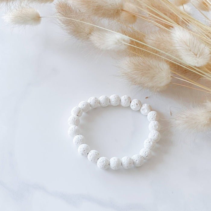 LAVE | Bracelet diffuseur en pierres de lave blanche