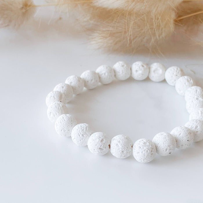 LAVE | Bracelet diffuseur en pierres de lave blanche