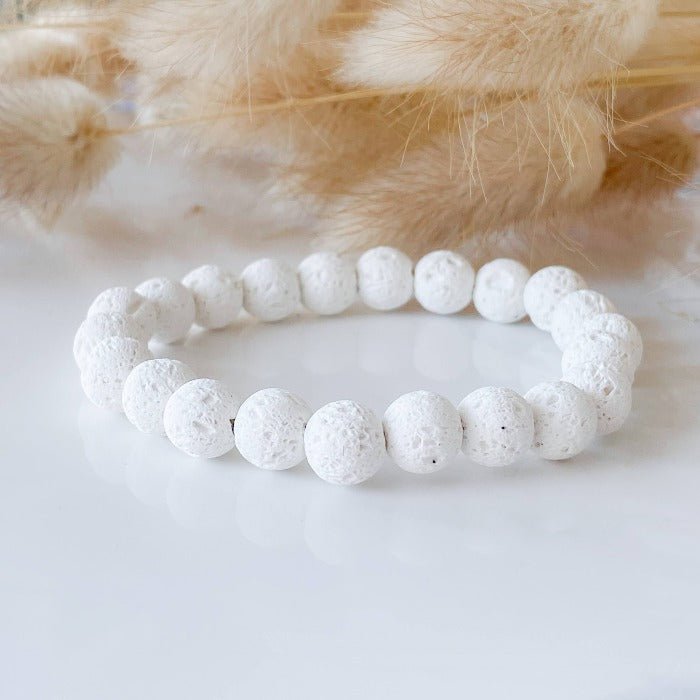 LAVE | Bracelet diffuseur en pierres de lave blanche