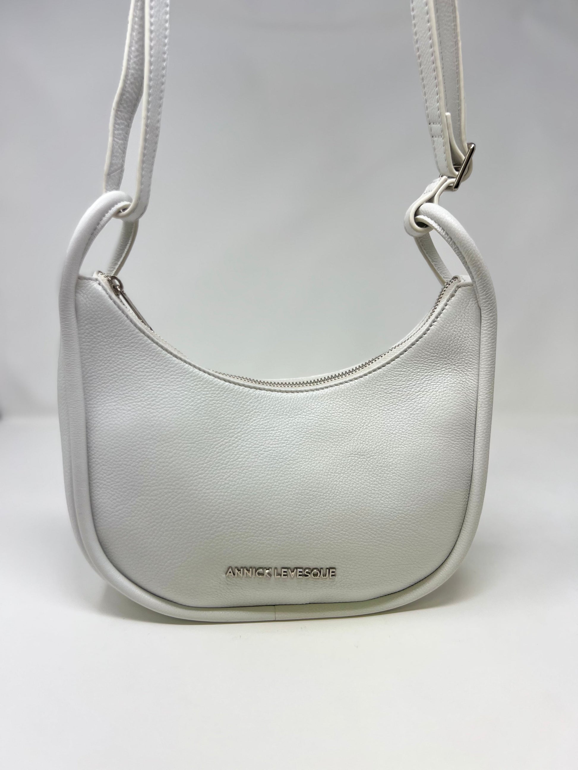 Petit Sac à Bandoulière en Cuir Blanc, Sabrina