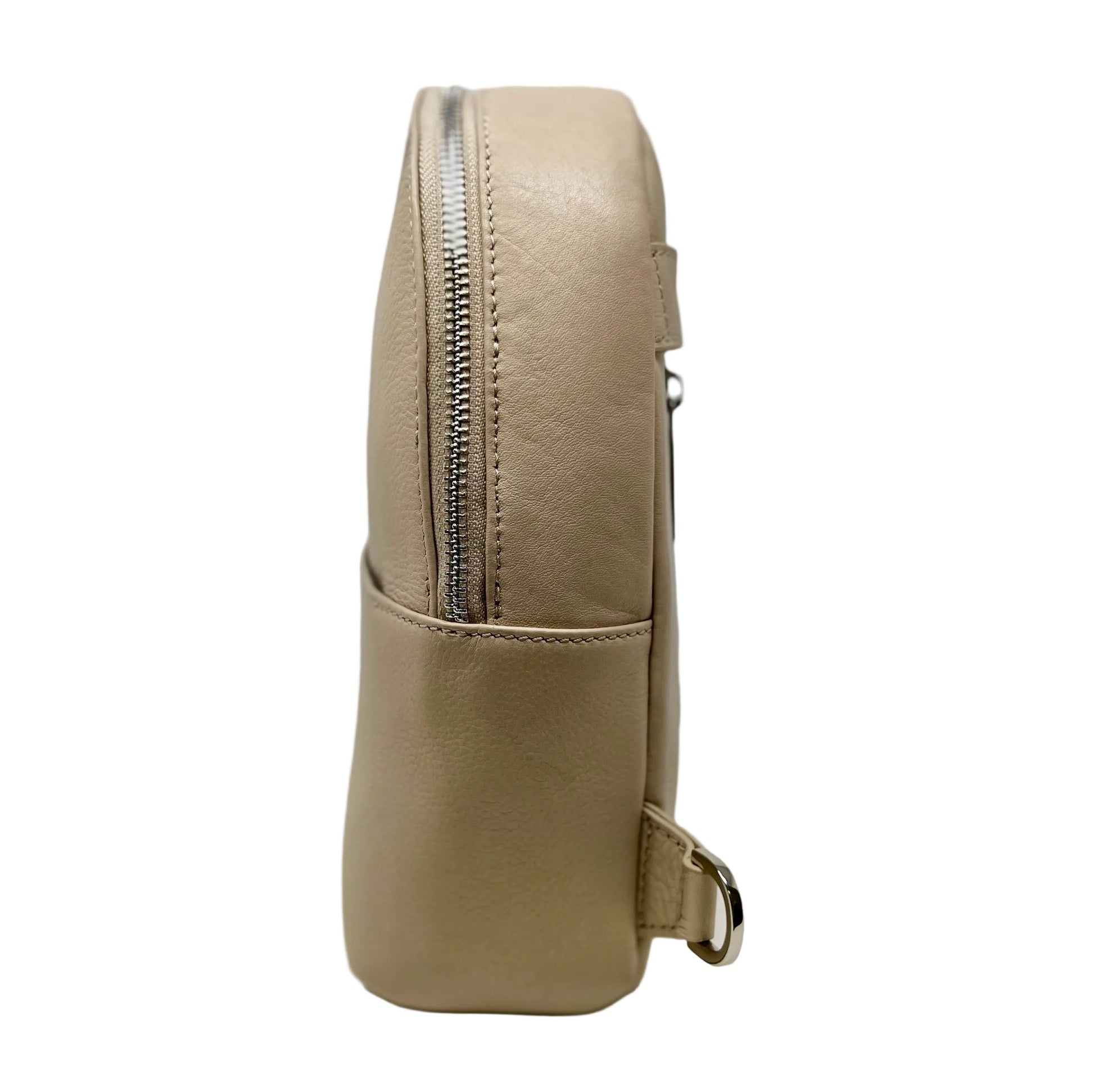 Classic Beige Leather Backpack, Convertible - Caroline