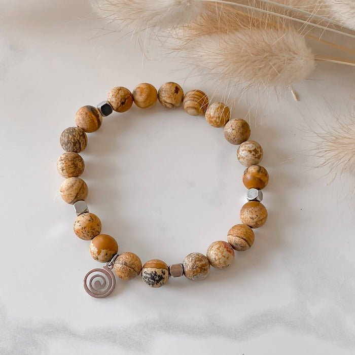 SABLE | Bracelet en jaspe paysage et acier inoxydable