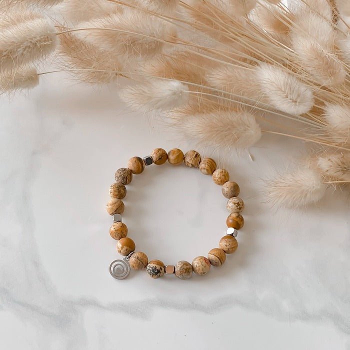 SABLE | Bracelet en jaspe paysage et acier inoxydable