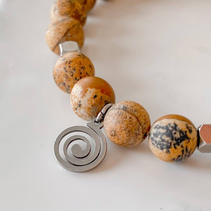 SABLE | Bracelet en jaspe paysage et acier inoxydable