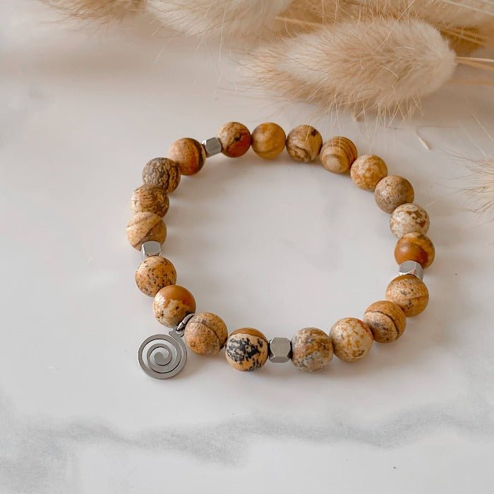 SABLE | Bracelet en jaspe paysage et acier inoxydable