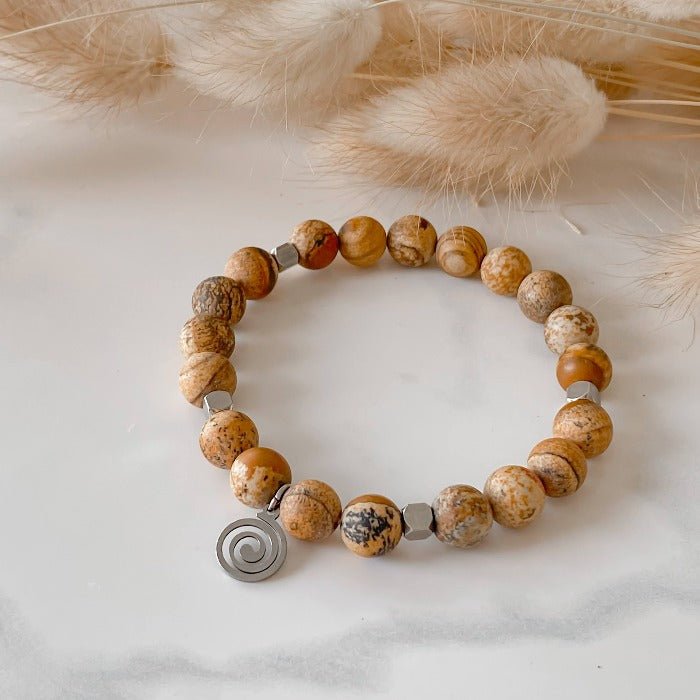 SABLE | Bracelet en jaspe paysage et acier inoxydable