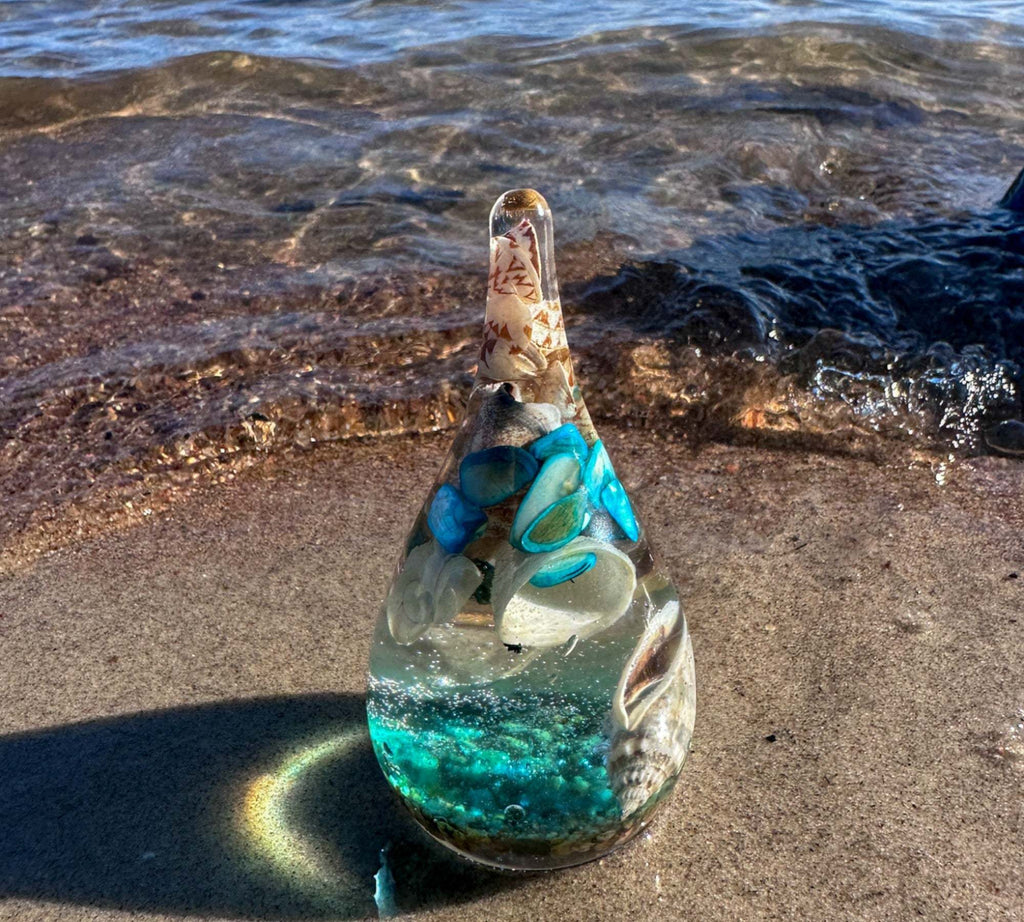 Seashell Serenade Ring Holder with Real Seashells and Sand