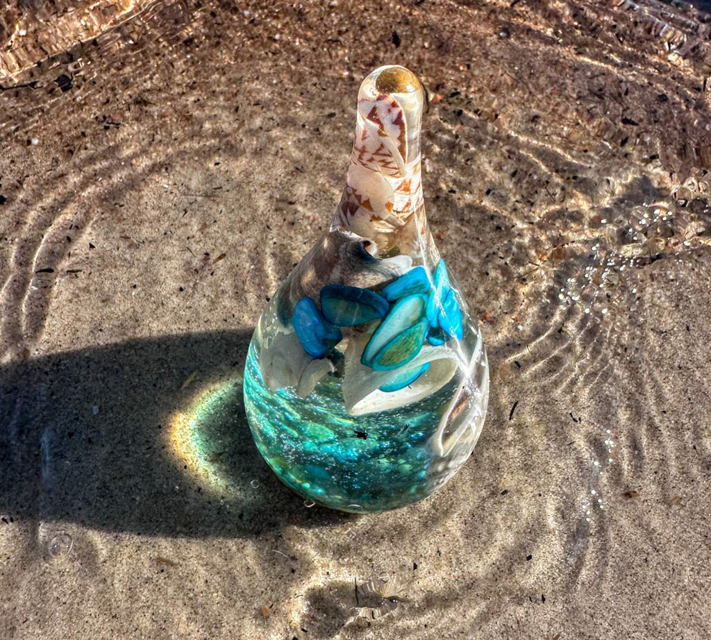 Seashell Serenade Ring Holder with Real Seashells and Sand