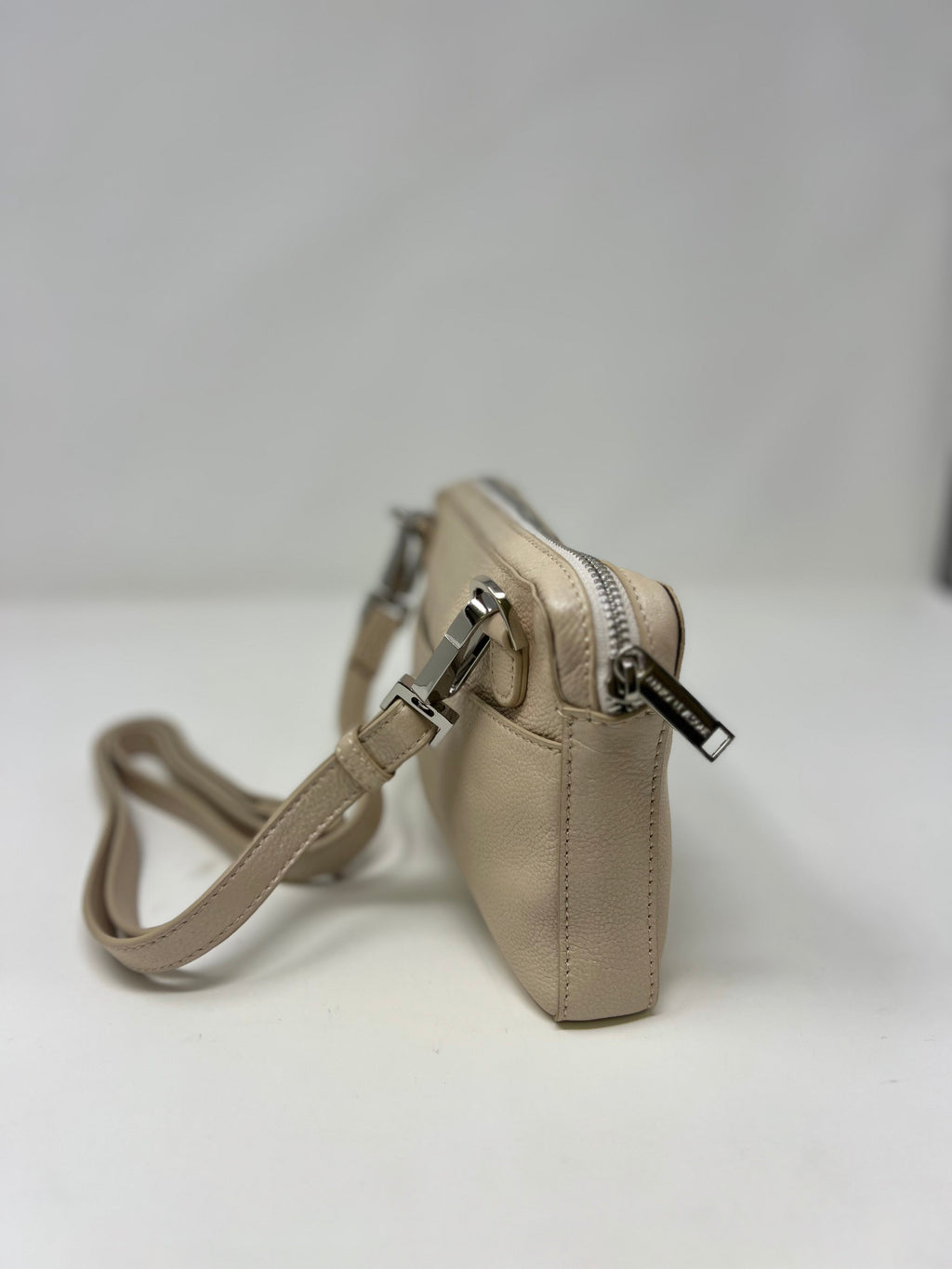 Small Champagne Leather Crossbody Bag, Annie