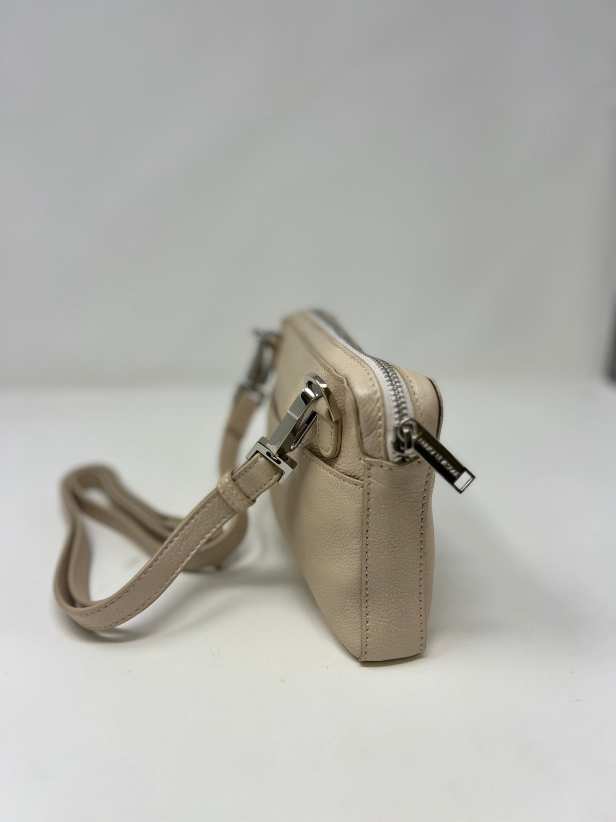 Small Champagne Leather Crossbody Bag, Annie