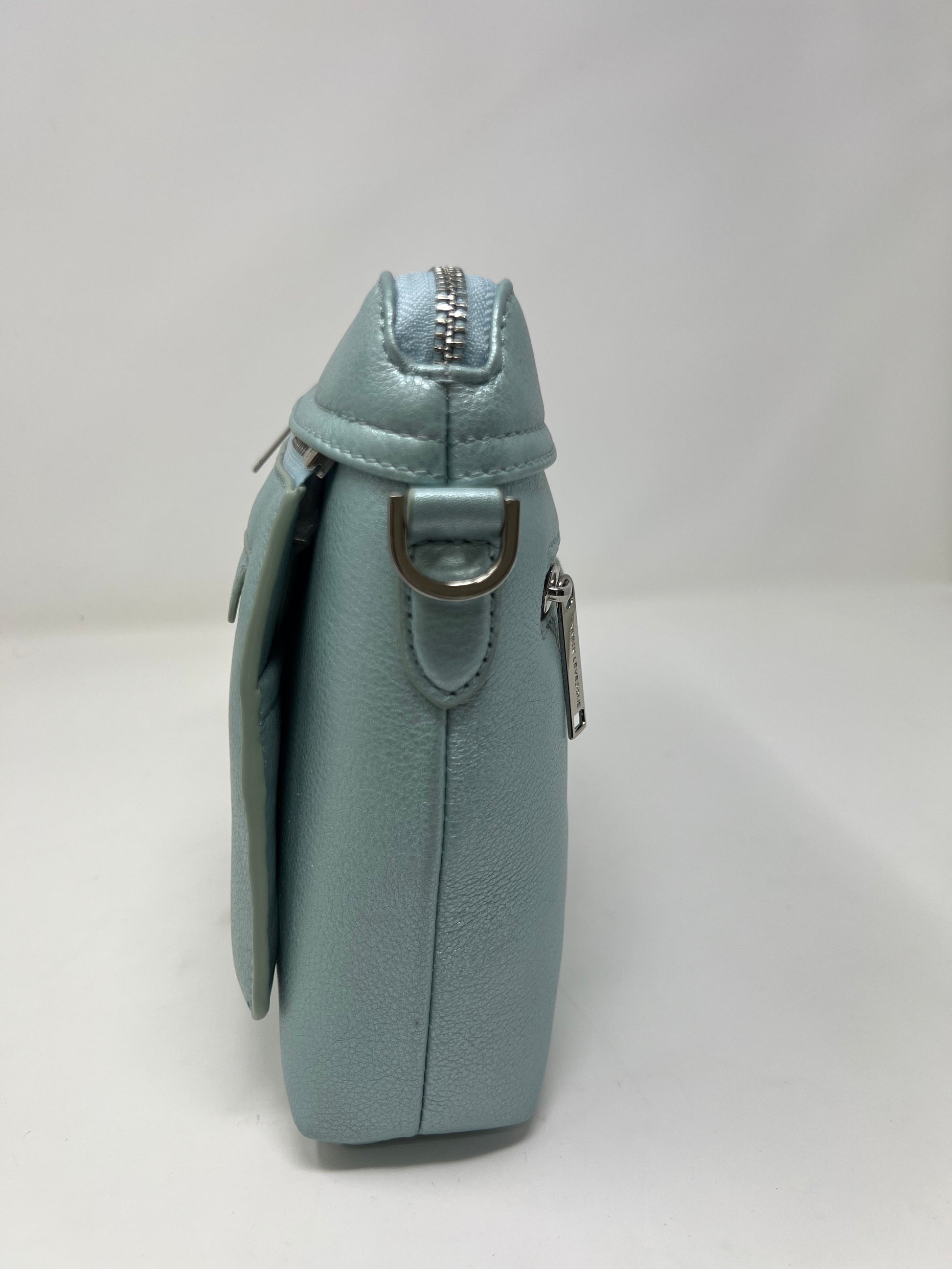 Petit Sac à Bandoulière en Cuir Bleu Céleste, Brigitte
