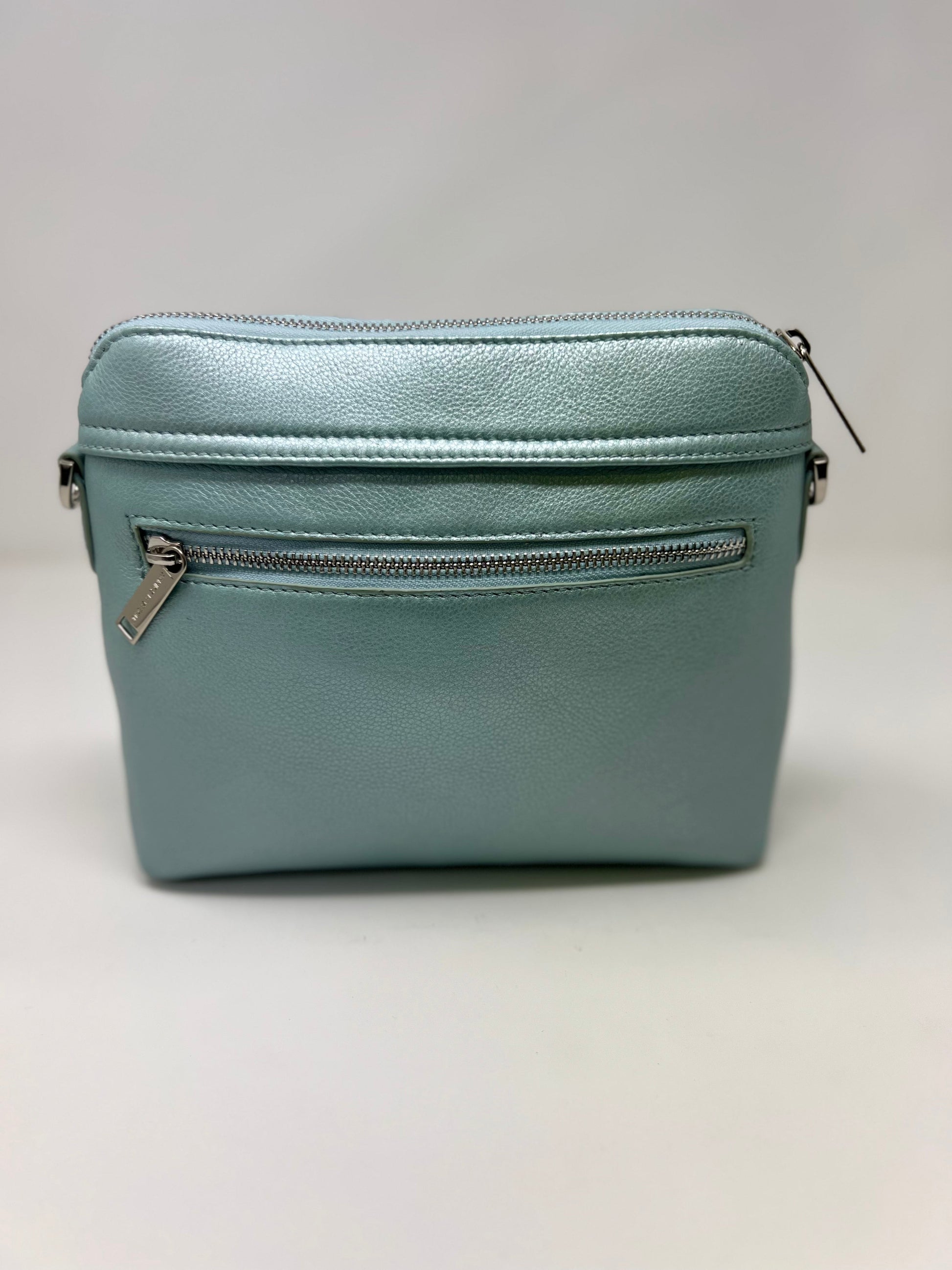 Petit Sac à Bandoulière en Cuir Bleu Céleste, Brigitte