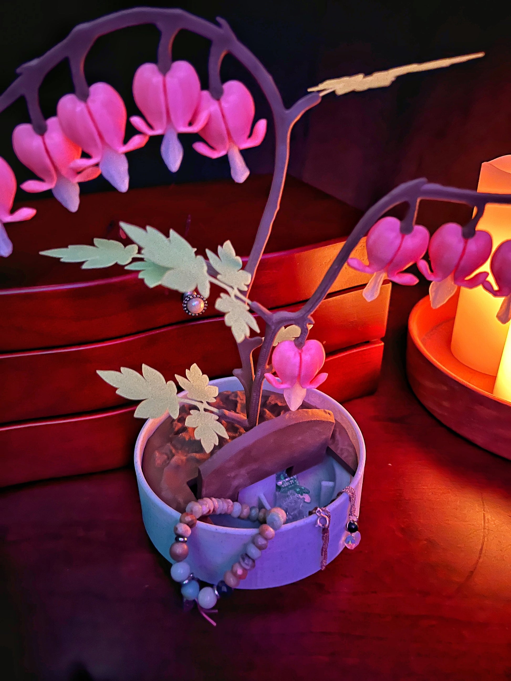 Calendrier de l'Avent et boîte à bijoux « Cœurs saignants » phosphorescents de 14 jours 