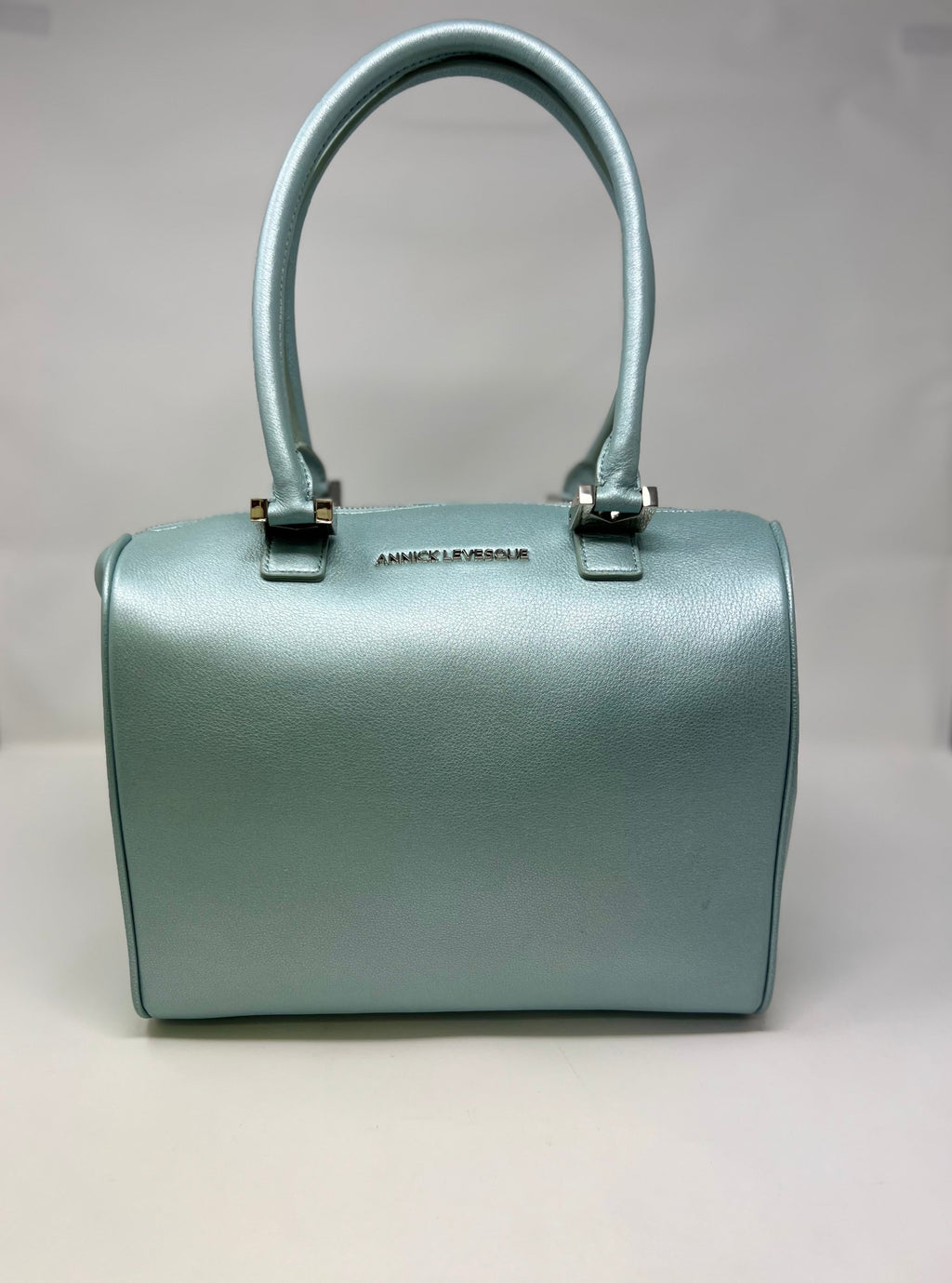 Sac à Main en Cuir véritable Mona moyen, Bleu Céleste