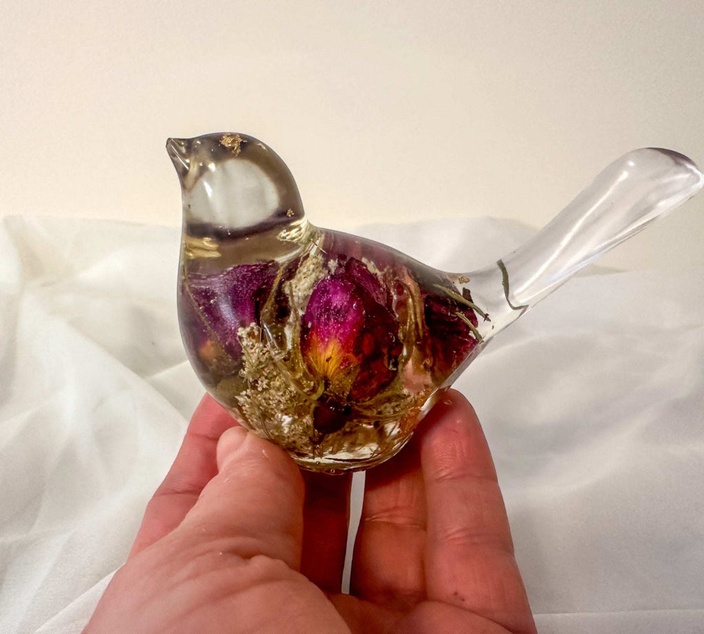 Oiseau chanteur floral - Décoration d'oiseau en résine faite à la main pour jardin de roses éternelles