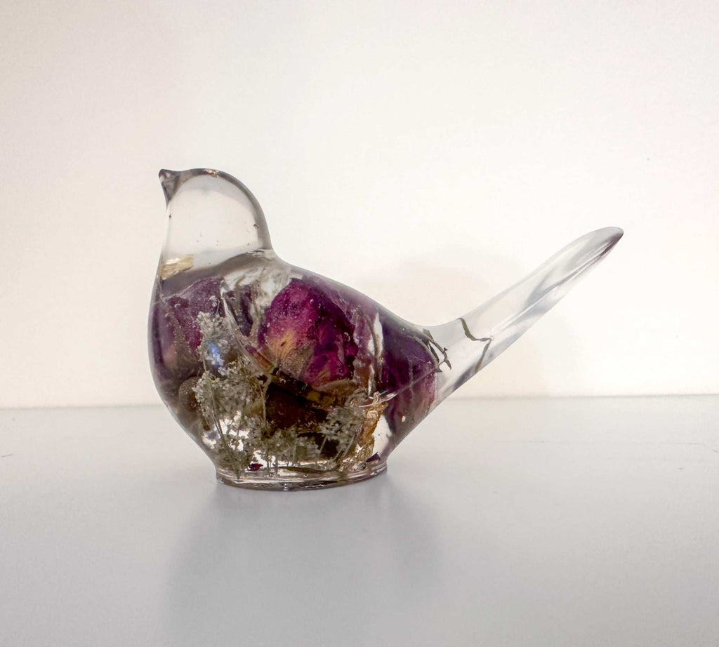 Oiseau chanteur floral - Décoration d'oiseau en résine faite à la main pour jardin de roses éternelles