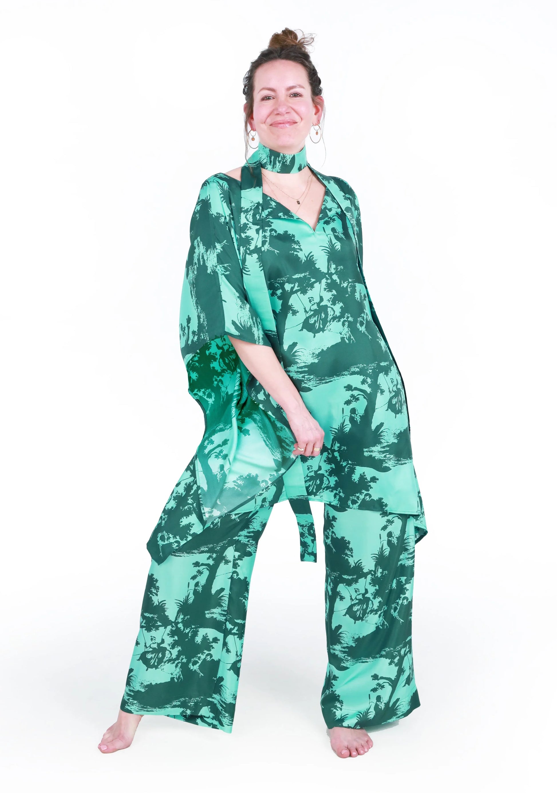 pop toile aqua silk caftan