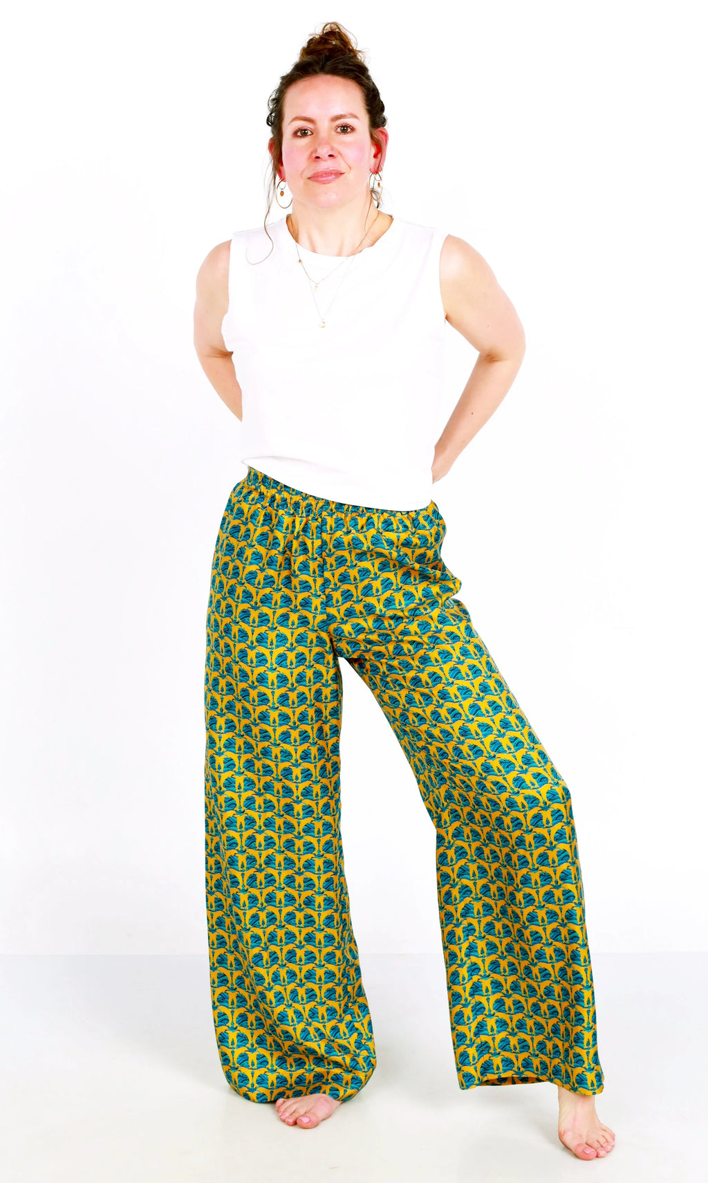 pantalon en soie dorée disco dolphin 