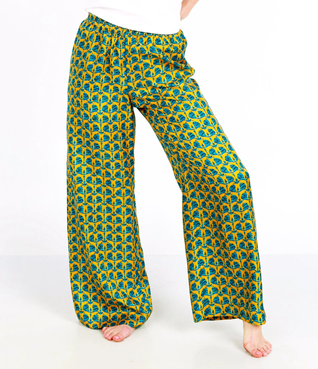 pantalon en soie dorée disco dolphin 
