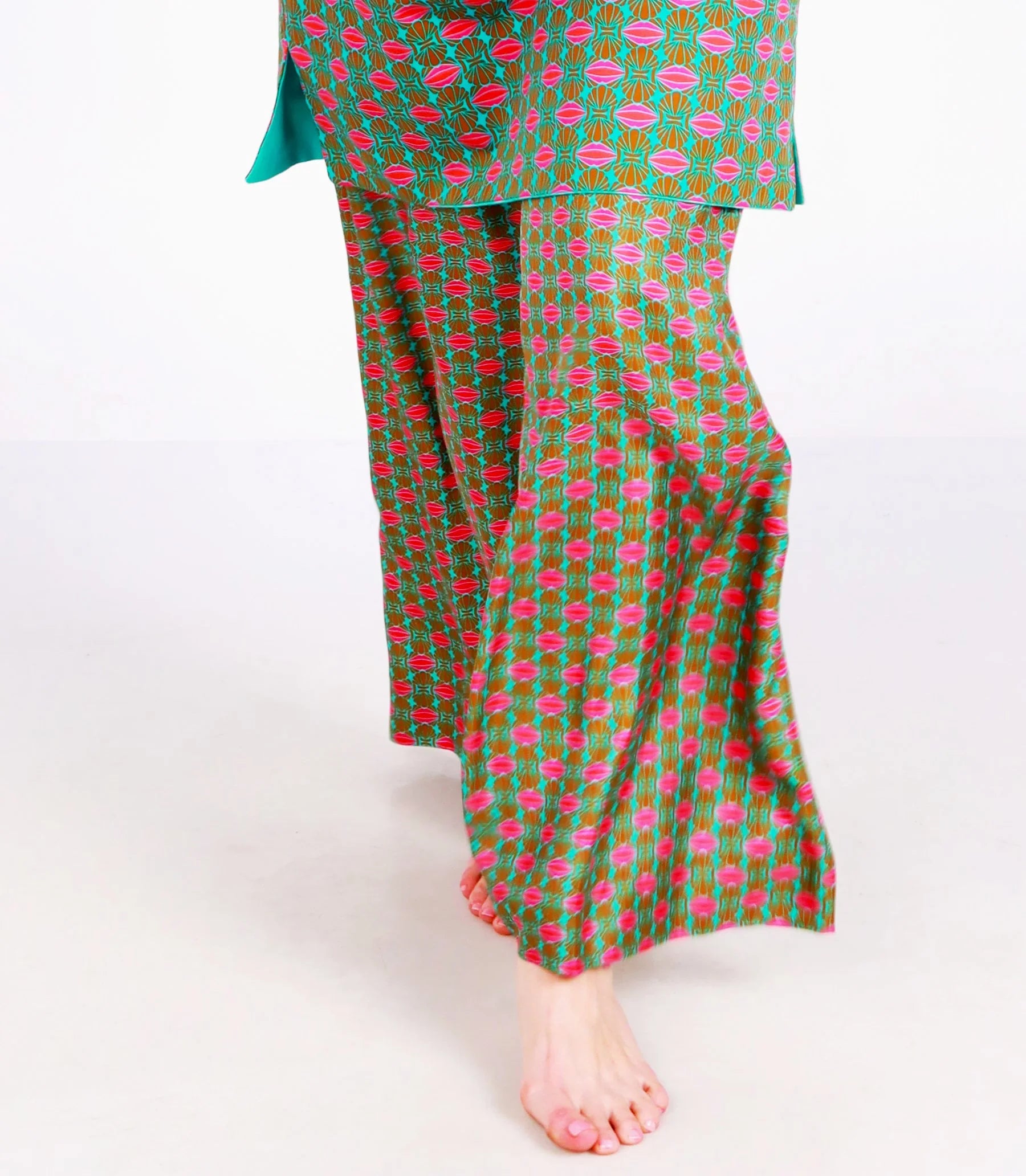 seashell samba gold silk pants