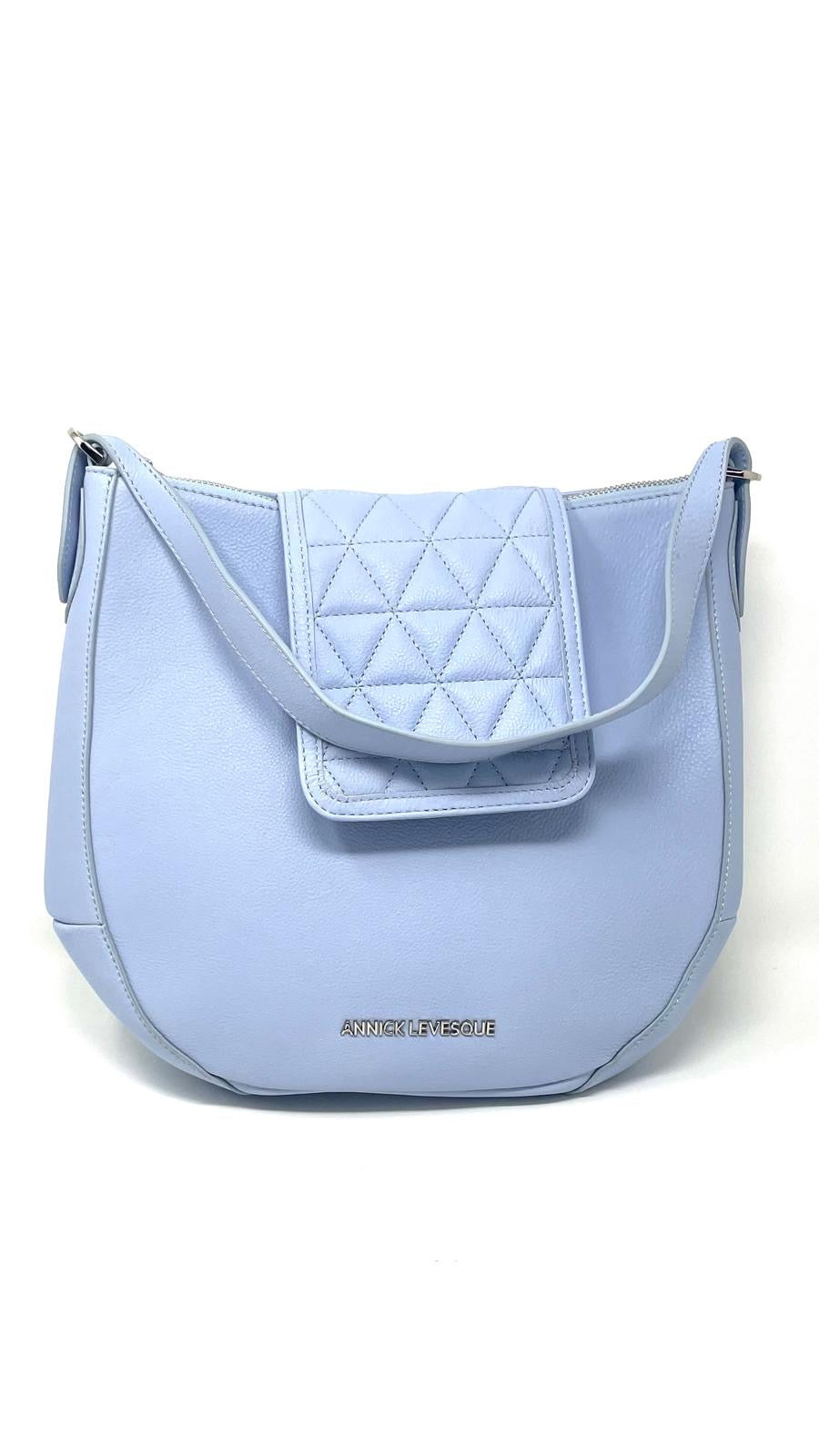 Light Blue Leather Handbag, 2-in-1, Isabelle