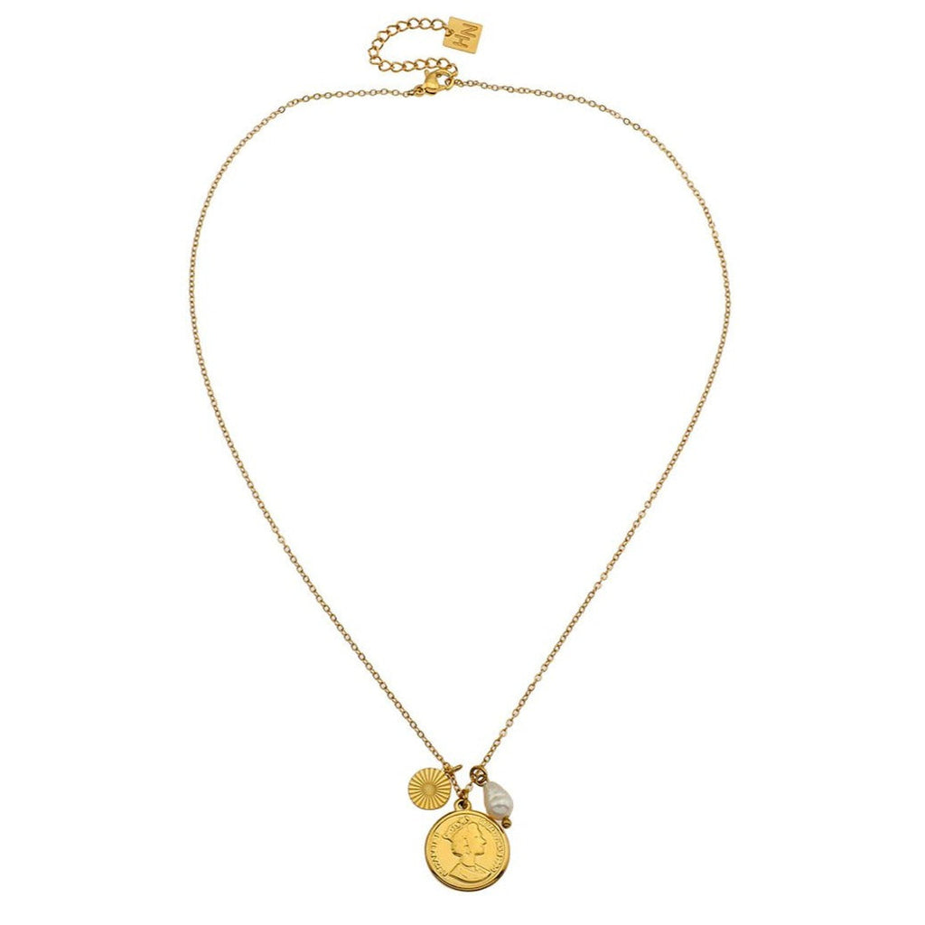 IZABELLA Gold: Vintage Charms Necklace with a Beaded Chain