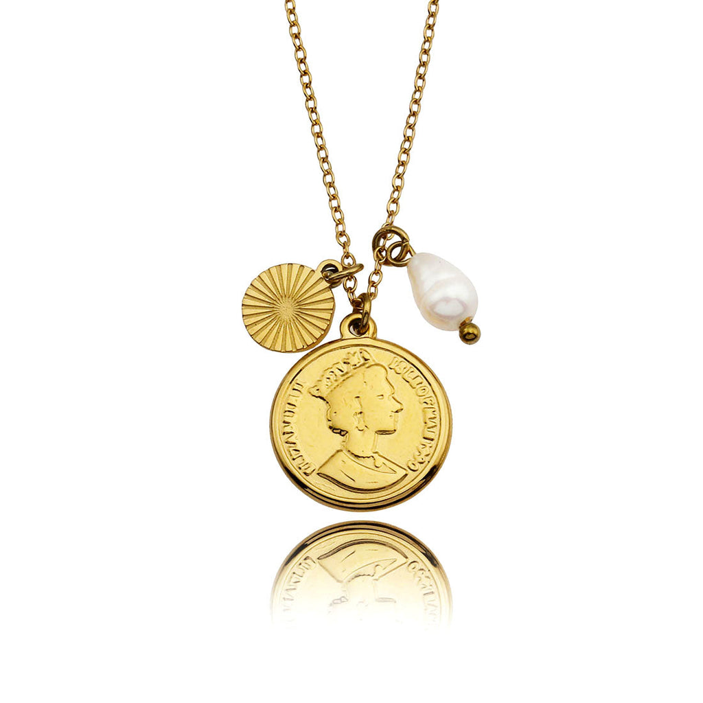 IZABELLA Gold: Vintage Charms Necklace with a Beaded Chain