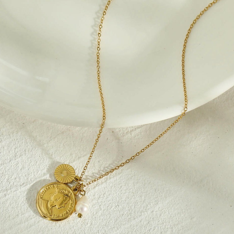 IZABELLA Gold: Vintage Charms Necklace with a Beaded Chain