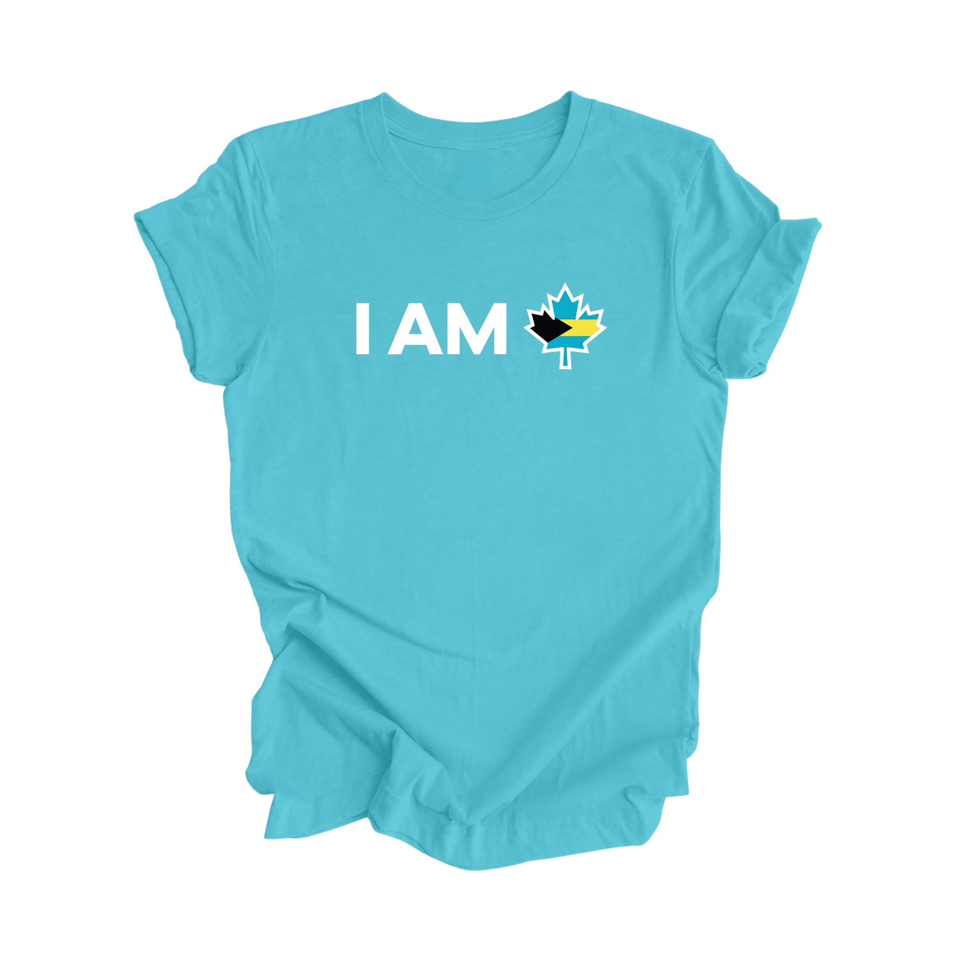 I Am Canada - Canadian Maple Leaf with Bahamas Flag, Canadian Gift T-Shirt, Bahamas Present, National Flag Tee Shirt - Inspired X