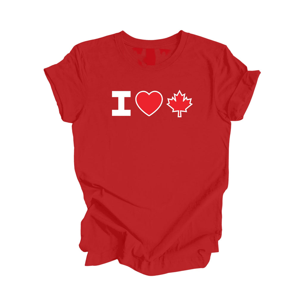 I Love Canada - Canadian Maple Leaf - Classic Edition - Canadian Gift T-Shirt, Bajan Present, National Flag Tee Shirt - Inspired X