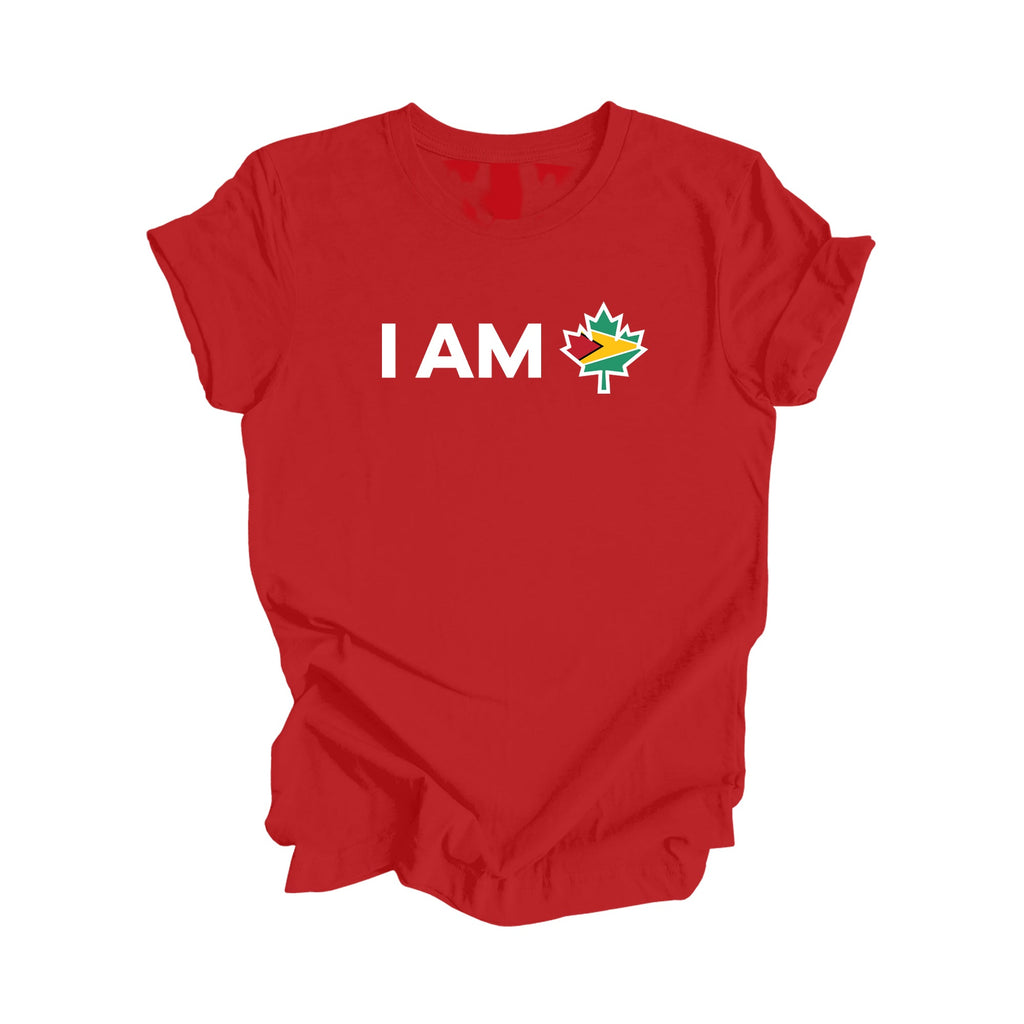 I Am Canada - Canadian Maple Leaf with Guyana Flag, Canadian Gift T-Shirt, Guyana Present, National Flag Tee Shirt - Inspired X