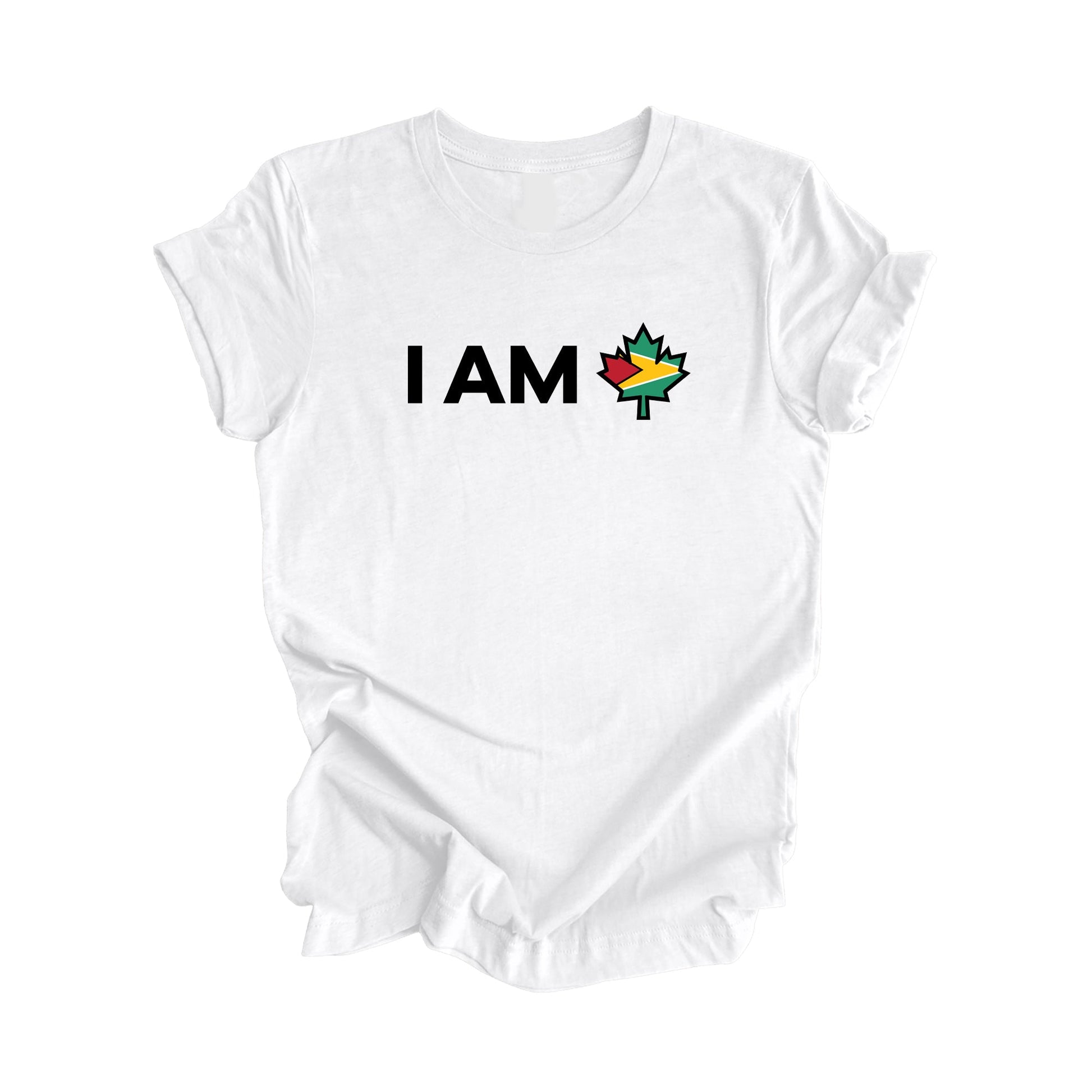I Am Canada - Canadian Maple Leaf with Guyana Flag, Canadian Gift T-Shirt, Guyana Present, National Flag Tee Shirt - Inspired X
