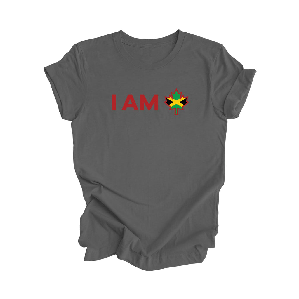 I Am Canada - Canadian Maple Leaf with Jamaica Rasta Flag, Canadian Gift T-Shirt, Jamaica Rasta Present, National Flag Tee Shirt - Inspired X