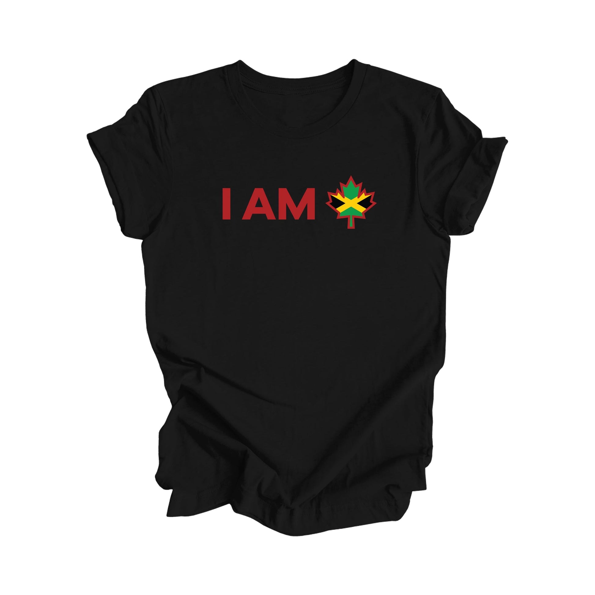 I Am Canada - Canadian Maple Leaf with Jamaica Rasta Flag, Canadian Gift T-Shirt, Jamaica Rasta Present, National Flag Tee Shirt - Inspired X